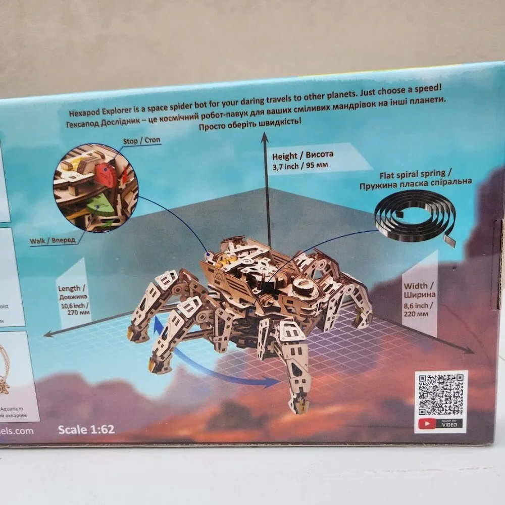 NEW Ugears Hexapod Wooden 3D Puzzle Walking Robot Model Kits Spider Gift Real wa